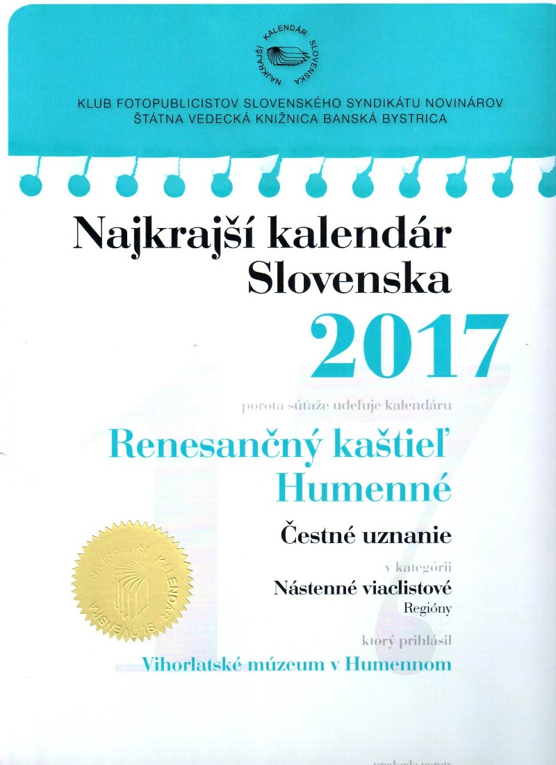 Ocenenie -Kalendár 2017